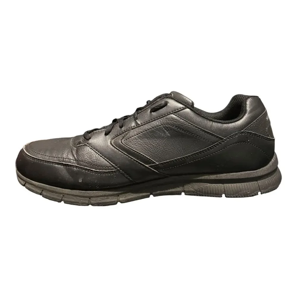 Skechers Men’s Work 77156 Memory Foam Slip Resistant Black Lace Shoes Size 14